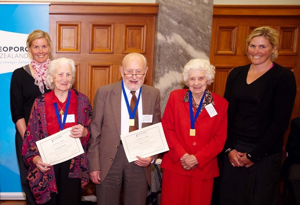 L-R: Caroline Evers-Swindell, Lyndsay Nichols of Russell, Robin Smith of Dunedin, Lillian Langton of Auckland and Georgina Earl 